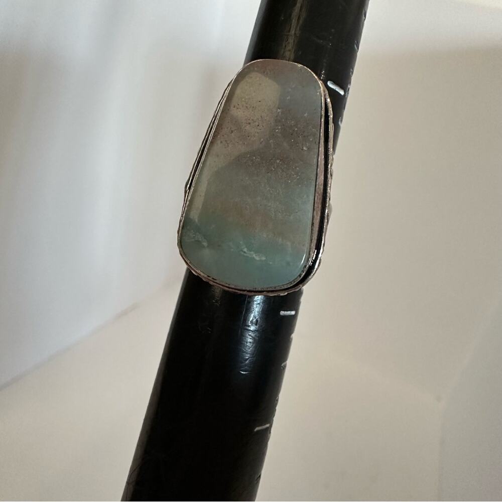 💕 Handmade calcite, gemstone ring, silver plated‎ stamped 925 size 6